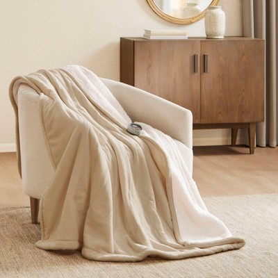 King Tan Knitted Reversible Plush Heated Blanket