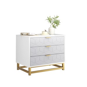 Zstar Three Drawer Bedroom Dresser with Metal Legs - 1 of 4