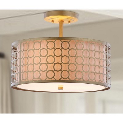 Elegante Antique Gold Drum Ceiling Light with Cream Fabric Shade