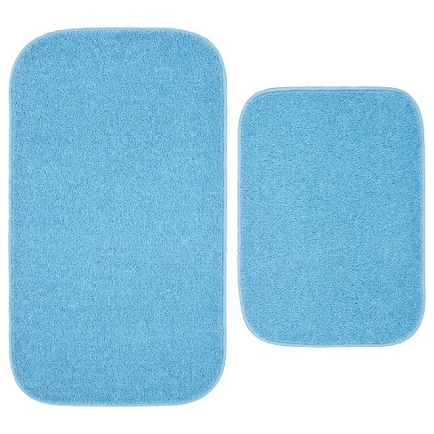 Garland Rug Gramercy 2pc Washable Bathroom Rug Set Basin Blue: Machine ...