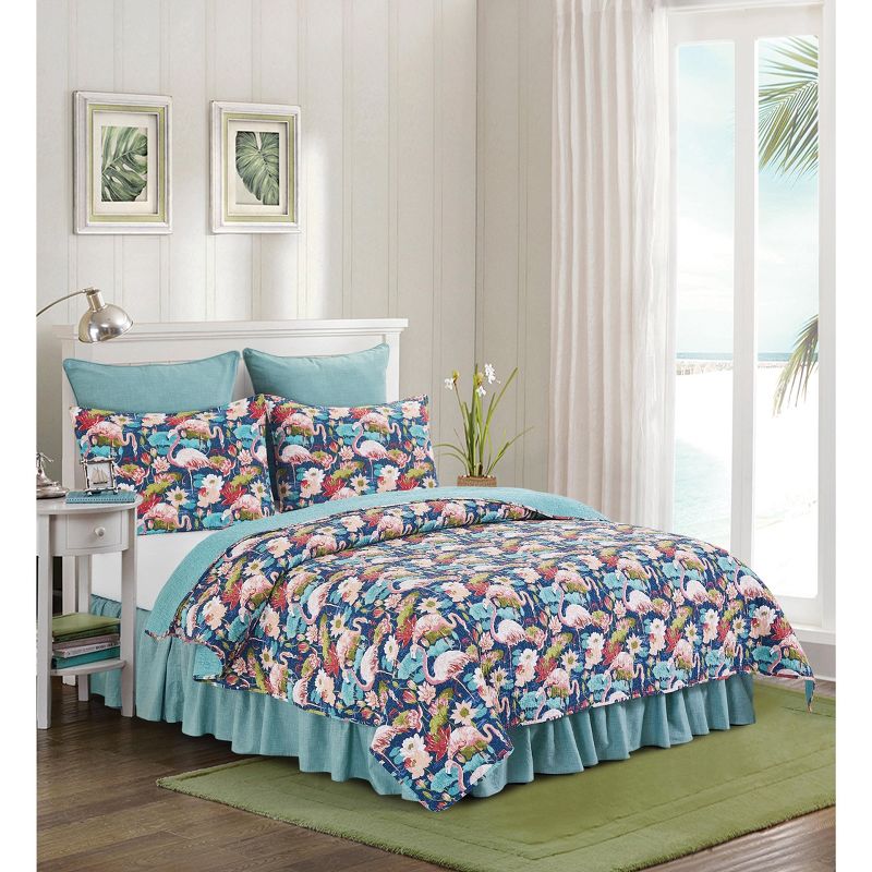 C&F Home Flamingo Lagoon Cotton Quilt Set - Reversible and Machine Washable, 3 of 10