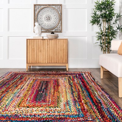 Handmade Multicolor Cotton Braided Round Area Rug