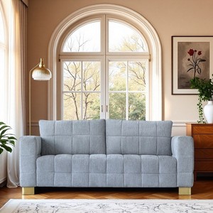 GDFStudio Elenor 82" Modern 3-Seater Tufted Chenille Upholstered Sofa with Stainless Steel Legs - 1 of 4
