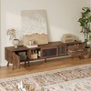 HDZNVF 76 inch Modern Minimal Glass-Doors TV Stand for TVs up to 85 Inches - 4 of 4