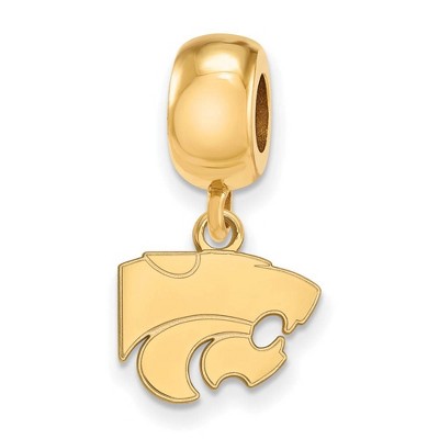 Black Bow Jewelry 14k Yellow Gold Plated Sterling Silver Kansas State Wildcats NCAA Bead Charm