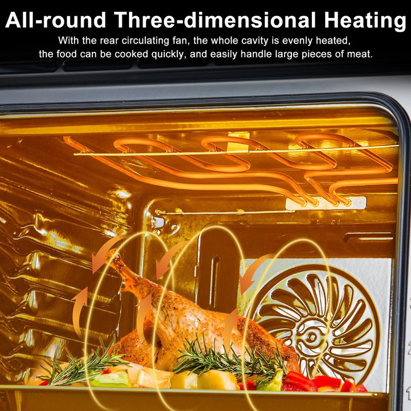 24" Built-in Electric Wall Oven, 70L capacity and 3000W Single Wall Oven for Kitchen, Touch Control, 4 of 7
