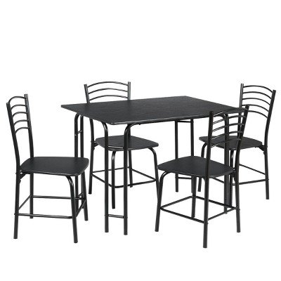 Tangkula 5 Pieces Dining Table and Chair Set Metal Frame Wooden Tabletop