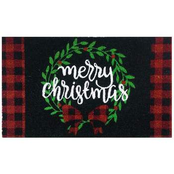 Briarwood Lane Christmas Wreath Natural Fiber Coir Doormat Checke