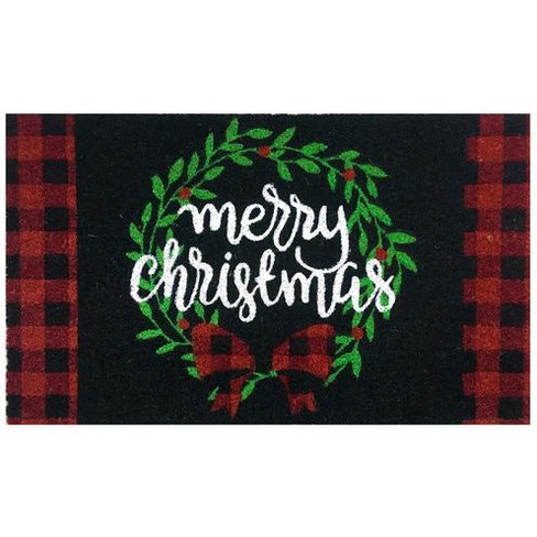 Checkered Snowman Winter Natural Fiber Coir Doormat 30 X 18 Briarwood  Lane : Target