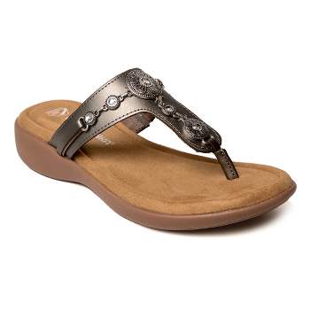 Gc Shoes Marbella Pewter 9 Embellished Comfort Slide Wedge Sandals : Target