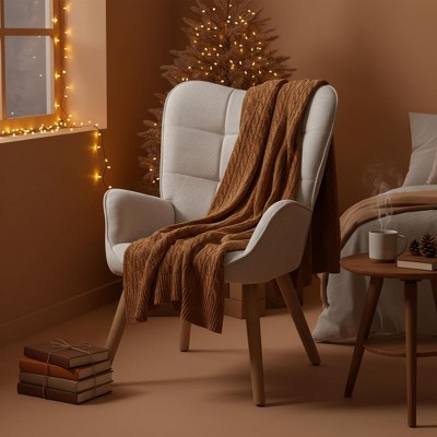 Homy Casa Wingback Accent Chair with Arms and Cushioned Seat for Living Room or Bedroom