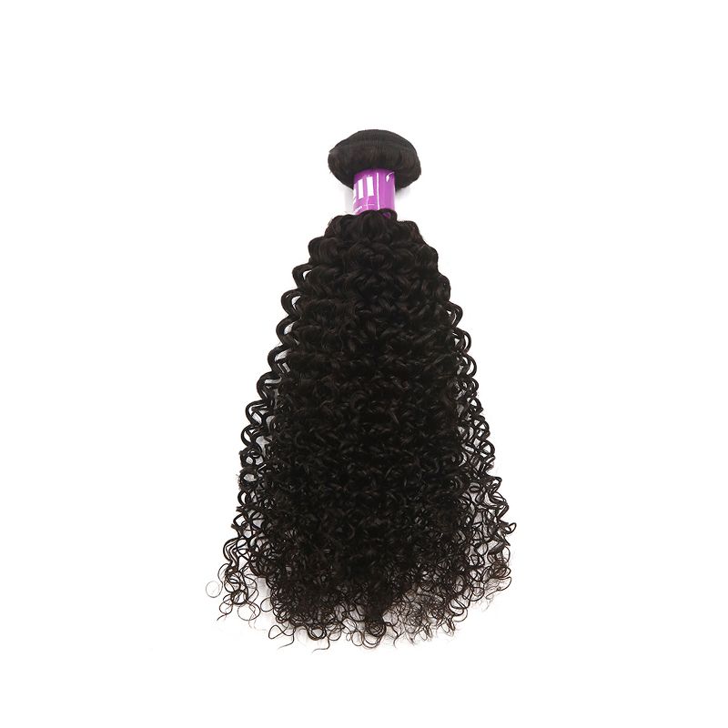 Unique Bargains 9A Brazilian Curly Human Hair Extension Natural Black 22" 1 Bundle, 4 of 5