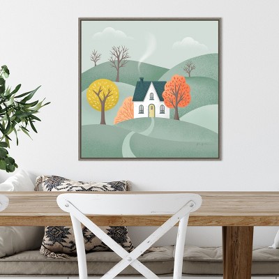 Autumn Countryside Landscape Framed Canvas Wall Art, 22 x 22