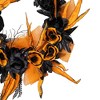 Northlight Skull with Black and Orange Roses Halloween Wreath - 14" - Unlit - 4 of 4