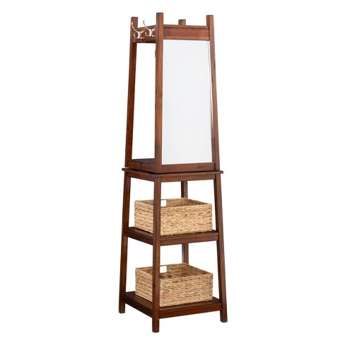 Mirror coat rack discount shelf