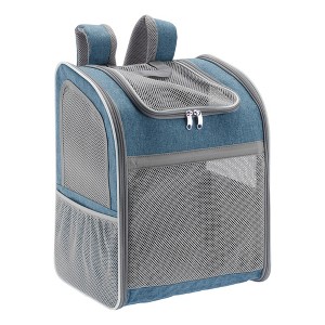 Unique Bargains Pet Backpack Transport Box for Cats and Small Dogs 13.39"x9.84"x16.54" Blue - 1 of 4
