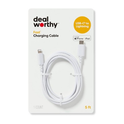 5' Lightning to USB-C Charging Cable - dealworthy™ White