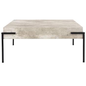 Eli Square Coffee Table - Light Grey Faux Concrete/Black - Safavieh.