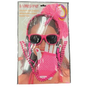 Morris Costumes Adult General Sizing Neon Pink 80's Halloween Costume Accessories 17pc - Pink One Size Fits Most - 1 of 1