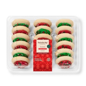 Holiday Red & Green Frosted Sugar Cookies - 24.3oz/18ct - Favorite Day™ - 1 of 3