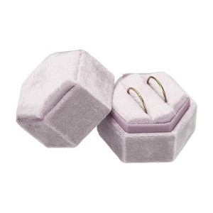Unique Bargains Velvet Vintage Ring Display 2 Slot Hexagon Jewelry Storage Box - 1 of 4