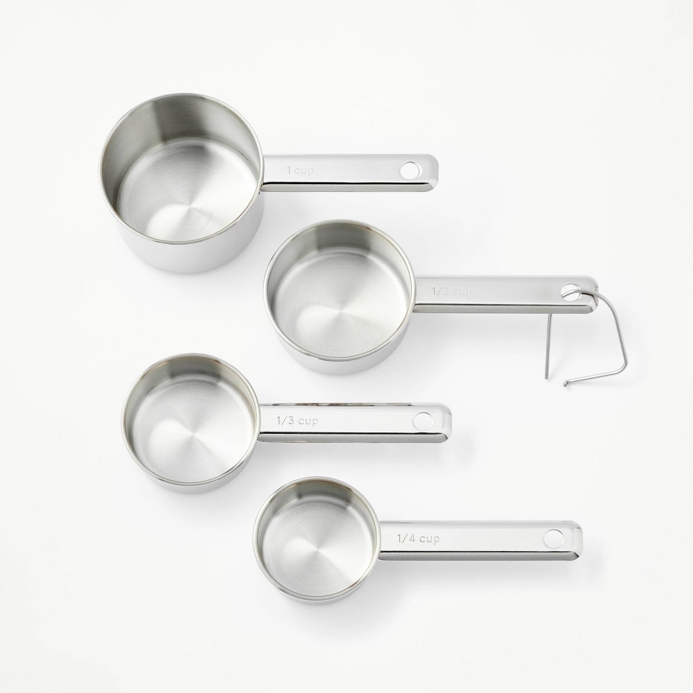 4pc Stainless Steel Measuring Cups Silver - Figmint™: Dishwasher-Safe, 18/8 Stainless Steel, Figmint Kitchen Essentials