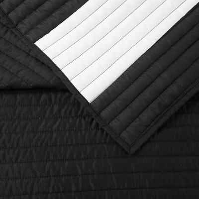 Twin Black and White Reversible Microfiber Kids Quilt Set