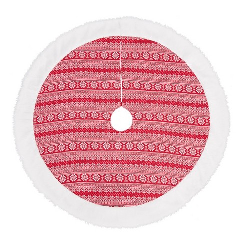 Christmas Tree Skirt 48 Inches, Red White Tree Skirts for Artificial Trees Xmas Holiday Party Decorations - image 1 of 4