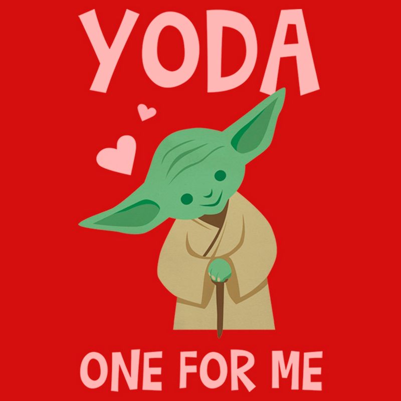 Girl's Star Wars Valentine's Day Yoda One for Me Simple T-Shirt, 2 of 6
