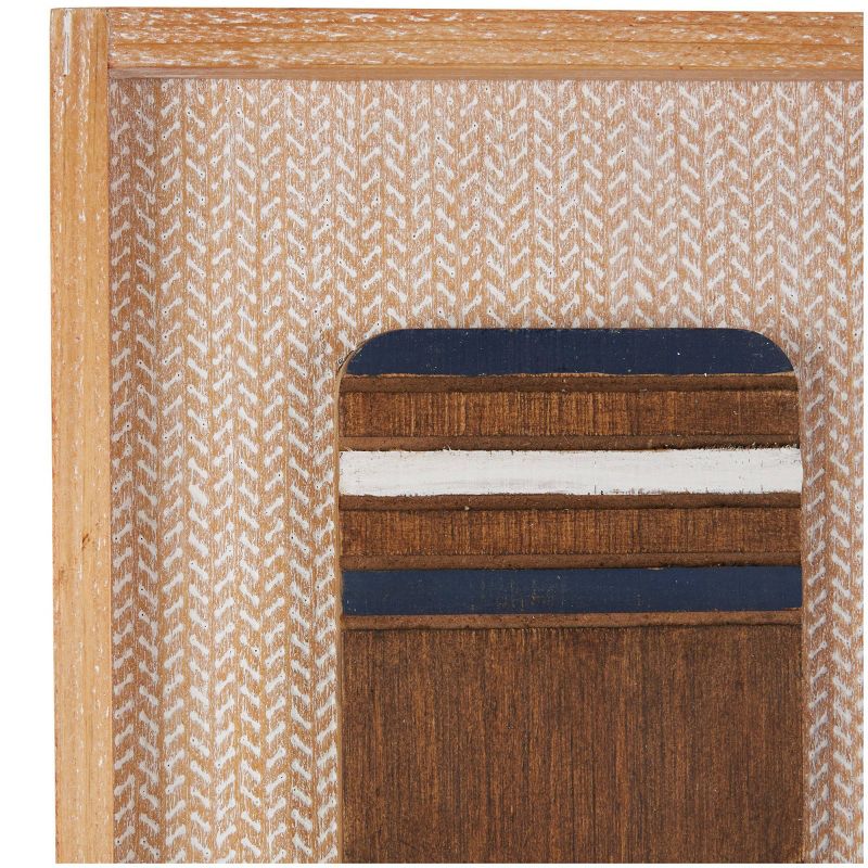 Set of 2 Wood Paddle Wall Decors with Blue Accents and Chevron Patterned Background Brown - Olivia &#38; May, 3 of 12