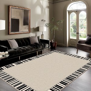 ABYNOW Machine Washable Area Rug – Vintage Blue Abstract Pattern, Non-Slip Low Pile Chenille for Bedroom & Living Room - 1 of 4