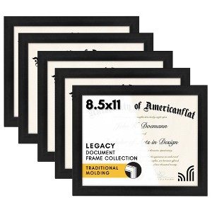 Americanflat 8.5x11 Picture Frame in Black- Set of 5 Frames - Displays 8.5X11" Certificates or Documents - 1 of 4