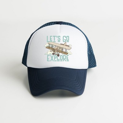 The Juniper Shop Let's Go Explore Youth Foam Trucker Hat - Youth - WhiteNavy