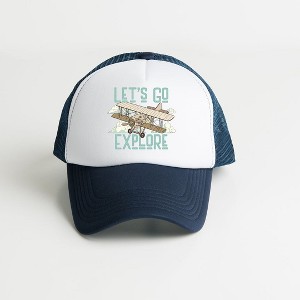 The Juniper Shop Let's Go Explore Youth Foam Trucker Hat - Youth - WhiteNavy - 1 of 2