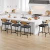 Acekool Counter Height Bar Stools Set of 2 with Arms, Upholstered Wide Seat & Back, Metal Frame with Footrest for Kitchen Island, Rustic Brown - 4 of 4