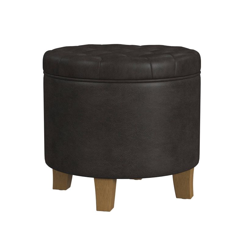 Round Storage Ottoman Faux Leather - HomePop, 2 of 12
