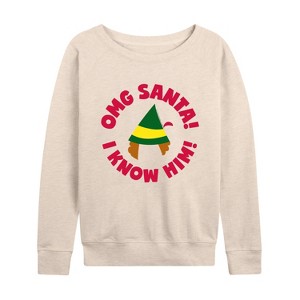 Women's - ELF - Christmas Family Set Omg Santa Lightweight French Terry Wide Neck Long Sleeve Shirt - 1 of 4