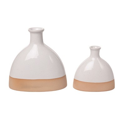 VIP Ceramic 7.25 in. White Dome Shaped Vase Set of 2