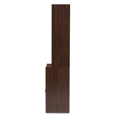 Laurana Dark Walnut Tall Kitchen Hutch Cabinet with Glass Doors