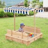 Safstar Kids Wooden Sandbox with Canopy & Foldable Bench Seats - 3 of 4