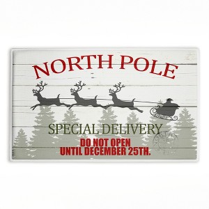 Stupell Industries Special Delivery Holiday Sleigh Printed Plush Bath Mat And Bath Rug, Design By Kim Allen, 18"X30" - 1 of 4
