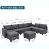 Coucheta Sectional Sofa with Storage Seat - 9-Seat U-Shaped, Velveteen Fabric, Soft Sponges & High Supportive, with 2 Ottomans, Grey - 2 of 4