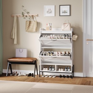 Shoe Cabinet with 2 Flip Drawers,, Freestanding Shoe Storage Cabinet for Front Door Entrance, Holds Up to 24 Pairs of Shoes, Dry and Wet Separation, - 1 of 4