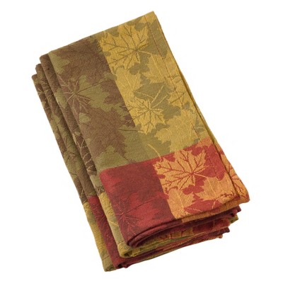 Red And Green Leaf Napkin - Saro Lifestyle
