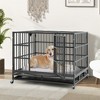 Tangkula 48" Foldable Heavy-Duty Metal Dog Cage W/ Lockable Rolling Casters Black - 3 of 4