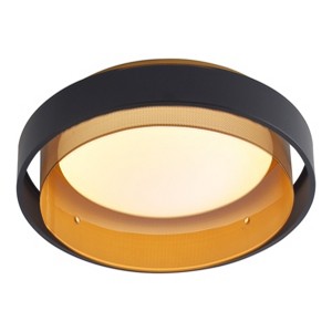 Dewdrop Modern Black and Gold Flush Mount Ceiling Light, Round Dimmable Fixture for Bedroom or Hallway - 1 of 4