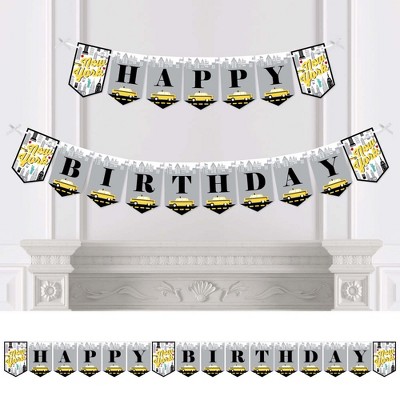 Big Dot of Happiness NYC Cityscape - New York City Birthday Party Bunting Banner - Birthday Party Decorations - Happy Birthday