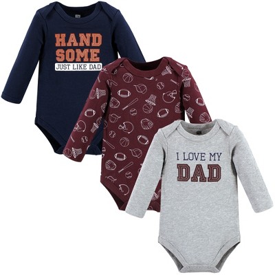 Image of Hudson Baby Infant Boy Cotton Long-Sleeve Bodysuits, Love Dad, 6-9 Months