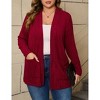 Womens Plus Size Cardigan Open Front Long Sleeve Lightweight Sweaters Tops 2025 Fall Coats Outerwear with Pockets - 2 of 4