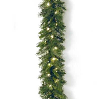 National Tree Company Pre-Lit Artificial Christmas Garland, Green, Winchester Pine, White Lights, Plug In, Christmas Collection, 9 Feet